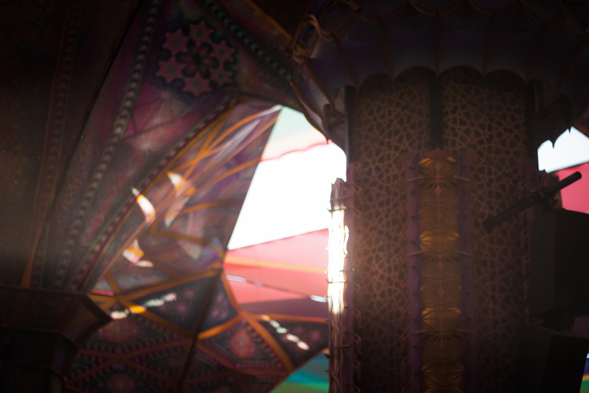 Sunset light through the stage arches
