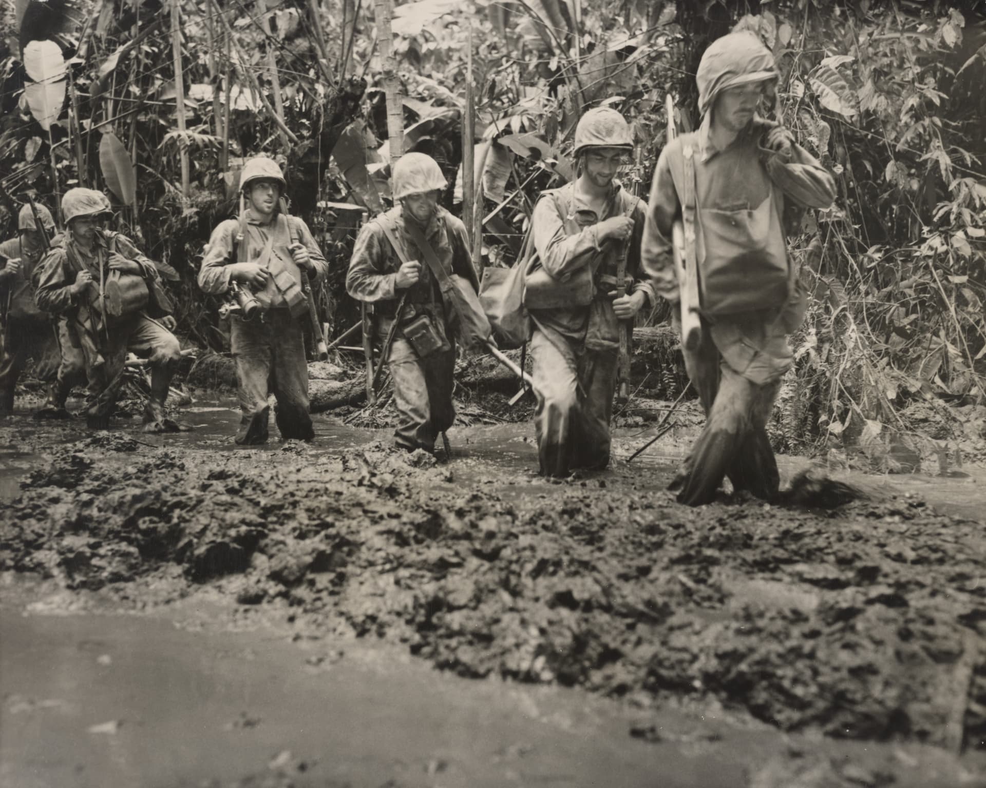 U.S. Marines from 3rd Battalion, 3rd Marine Regiment, on Bougainville Island November 1943
