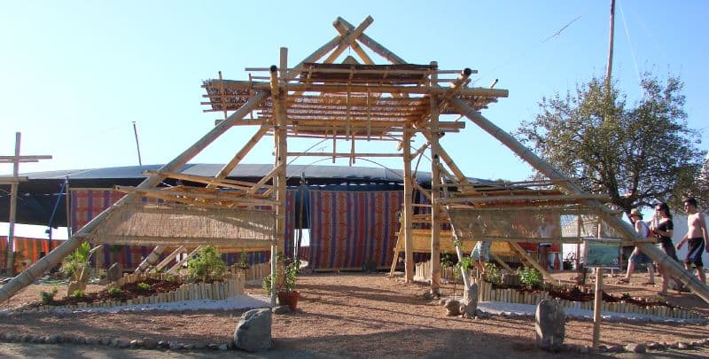 Timber gateway frame under construction