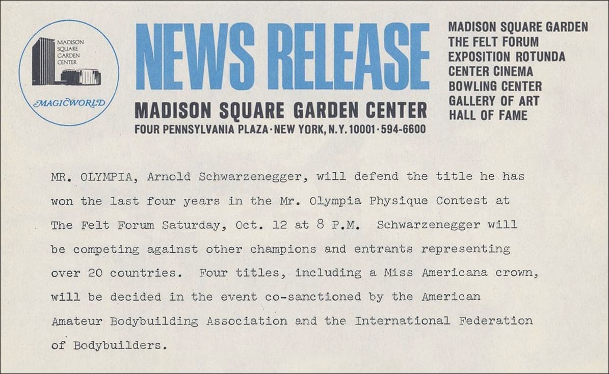 Madison Square Garden news release