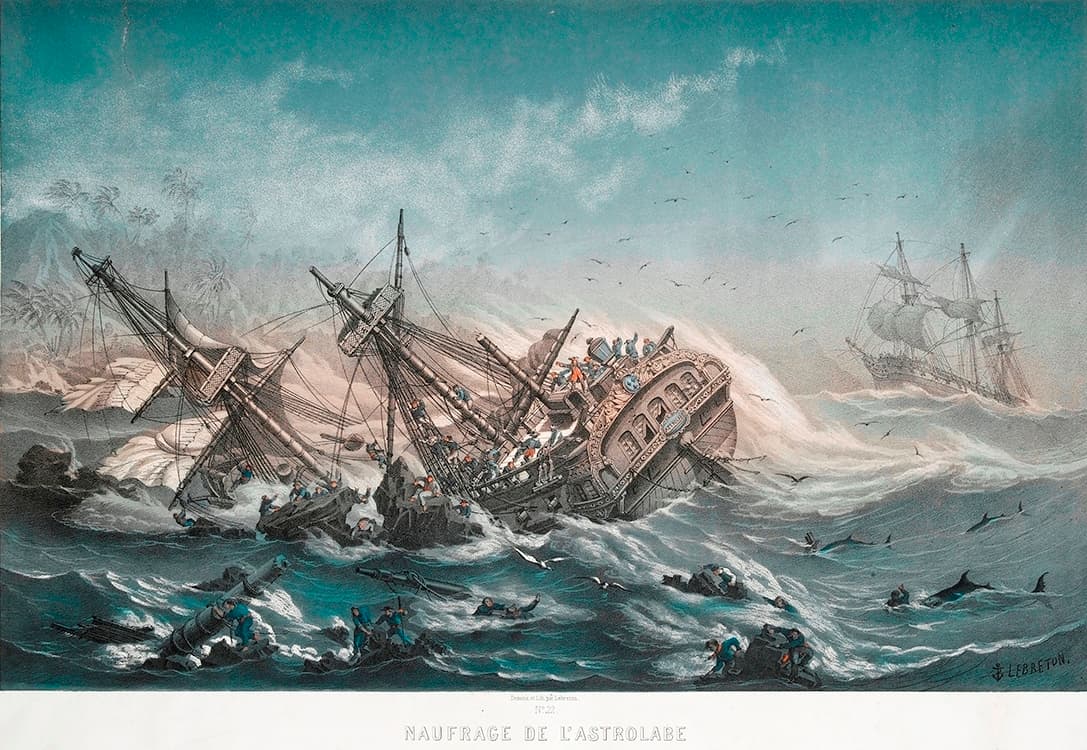 Naufrage du navire l'Astrolabe en 1788