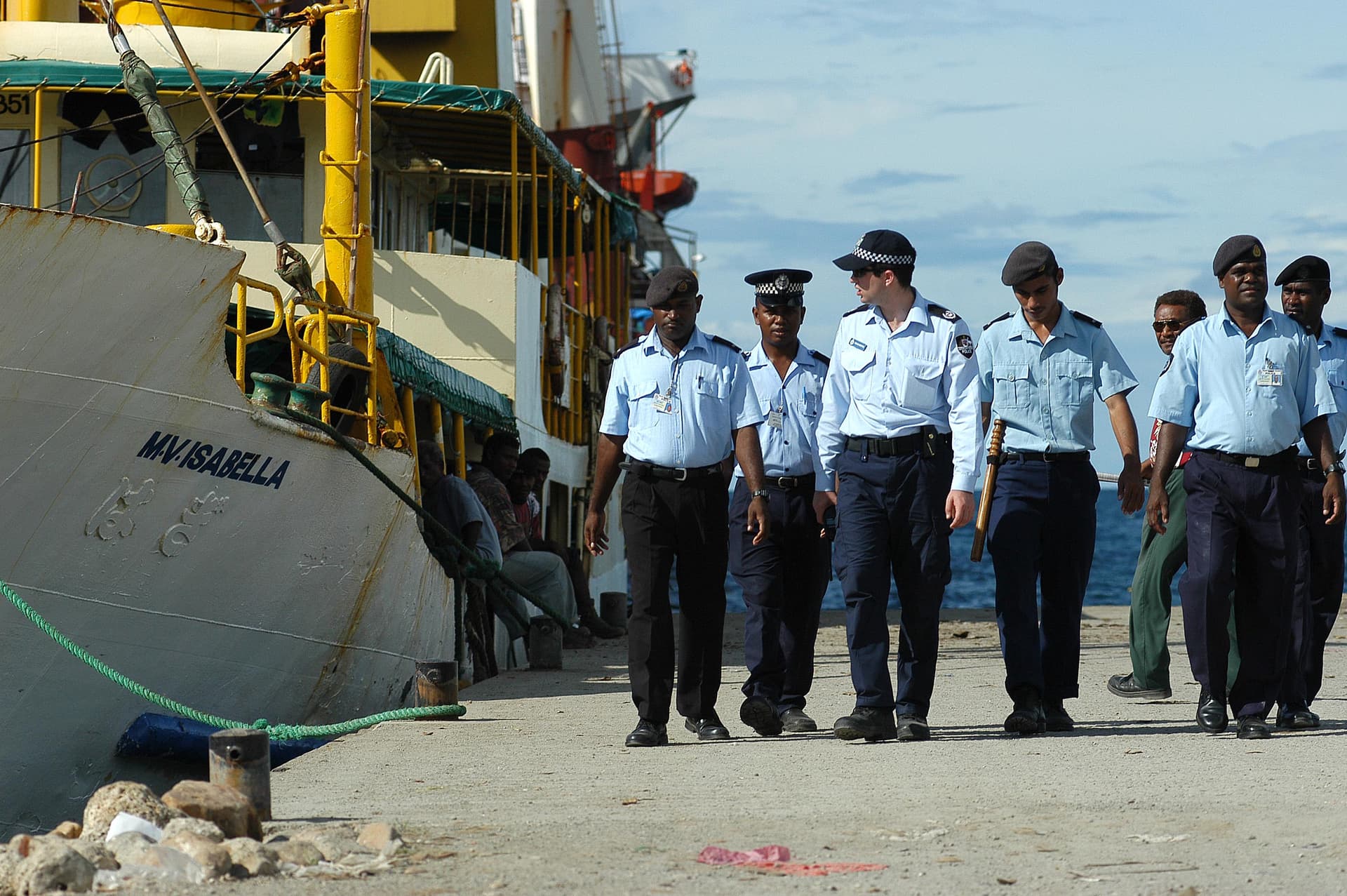 RAMSI and Royal Solomon Islands Police patrol the Honiara waterfront, 2003