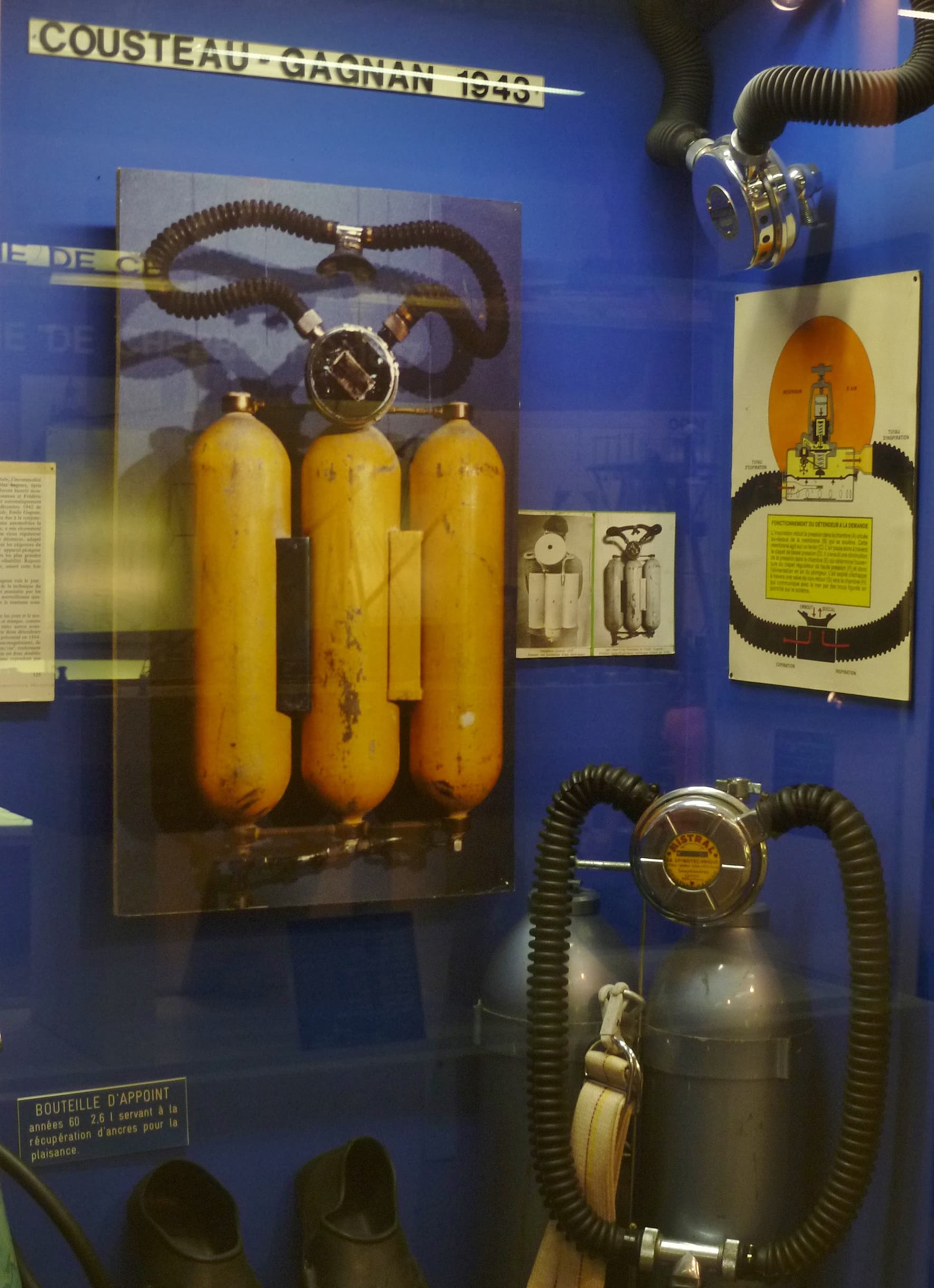 The Cousteau-Gagnan regulator on display at Espalion