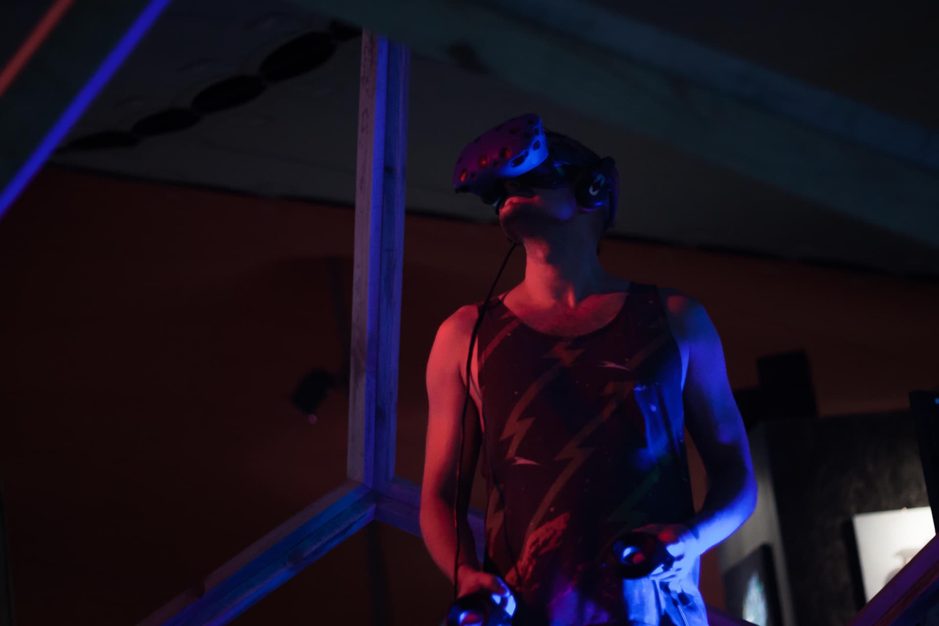 Visitor using a virtual reality headset