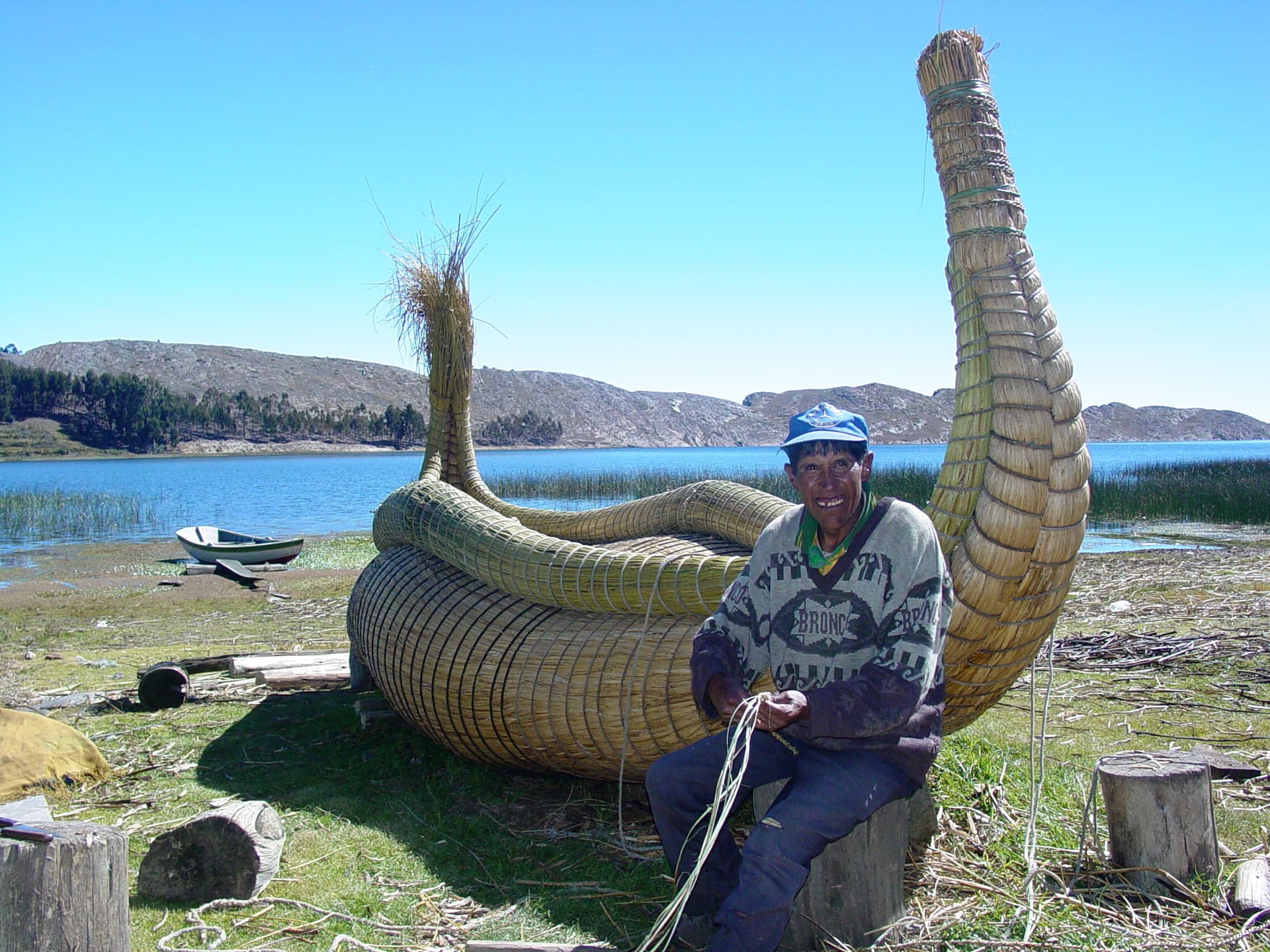 A reed boat on Lake Titicaca