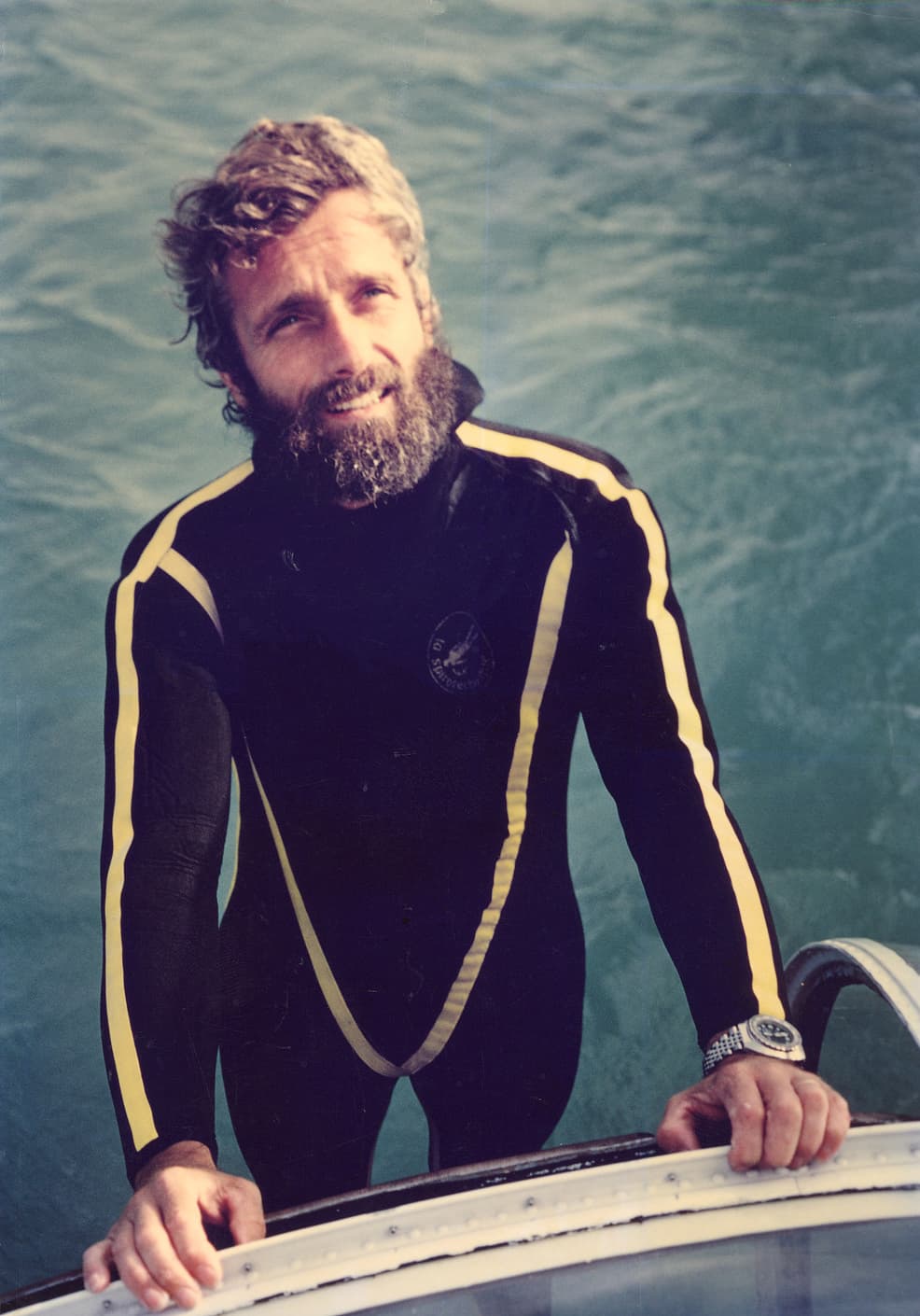 Philippe Cousteau after a dive off Isla Isabella, 1975