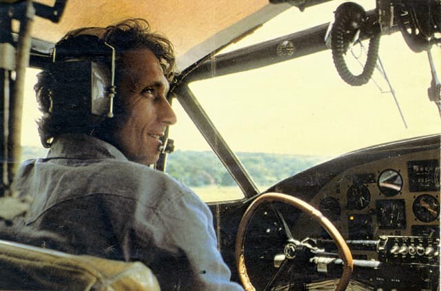 Philippe Cousteau at the controls of the PBY Catalina, Lake Victoria, 1978